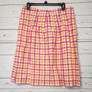 Talbots Pleated Waist Spring Plaid A-Line Skirt